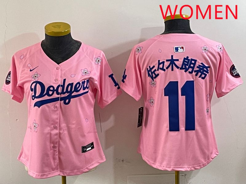 Women Los Angeles Dodgers 11 R.Sasaki Pink Sakura Edition 2025 Nike MLB Jersey style 10
